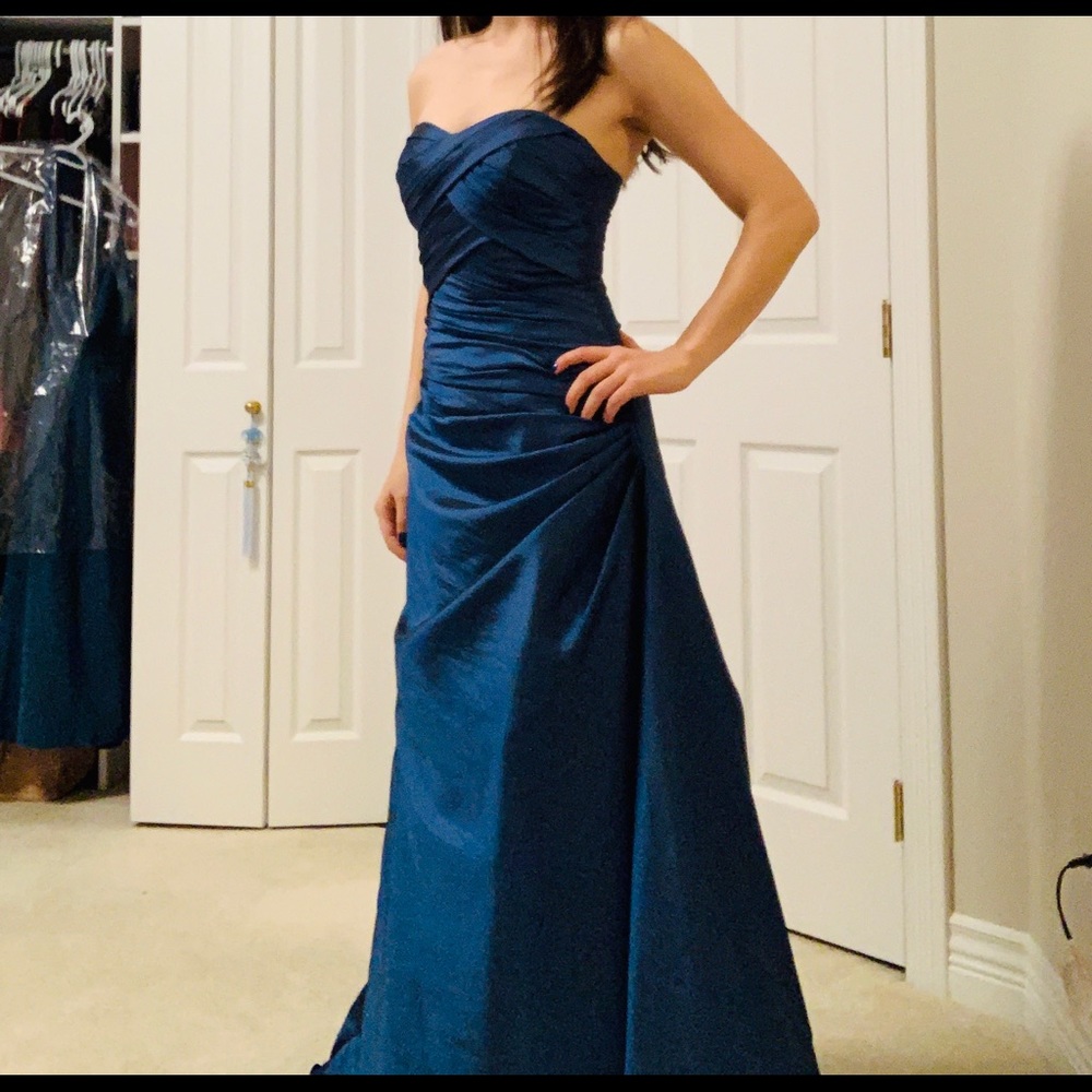 Royal blue A-line gown